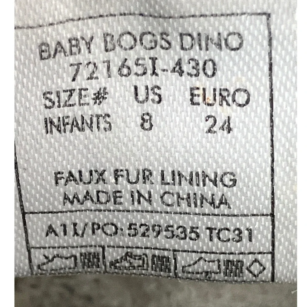 Bogs Baby Dino Waterproof Insulated Boots Blue Green Infants 8 72165I-430